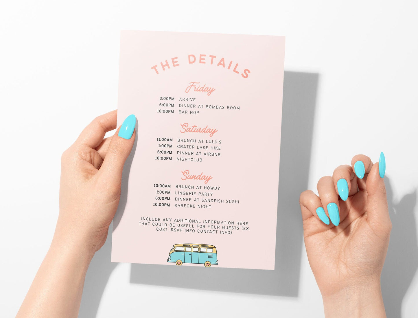 Camp Bachelorette Party Invitation and Itinerary, Last Trail Before The Veil, Canva Template