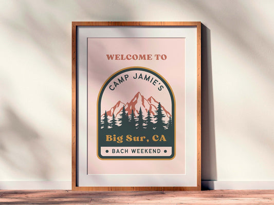 Camp Bachelorette Sign For Wild In The Woods Bachelorette Weekend, Last Trail Before The Veil, Bachelorette Decor, Canva Template