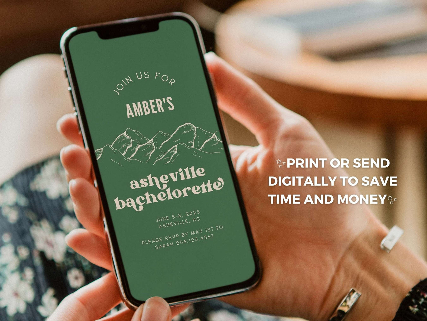 Asheville Bachelorette Itinerary, Editable Invite and Itinerary, Camping Theme Bachelorette Party, Canva Template