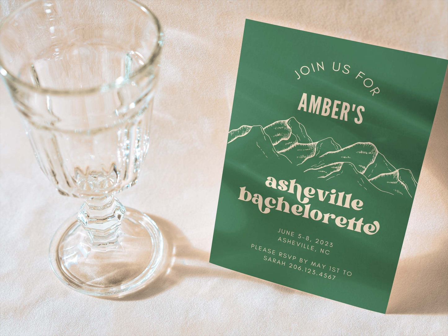 Asheville Bachelorette Itinerary, Editable Invite and Itinerary, Camping Theme Bachelorette Party, Canva Template