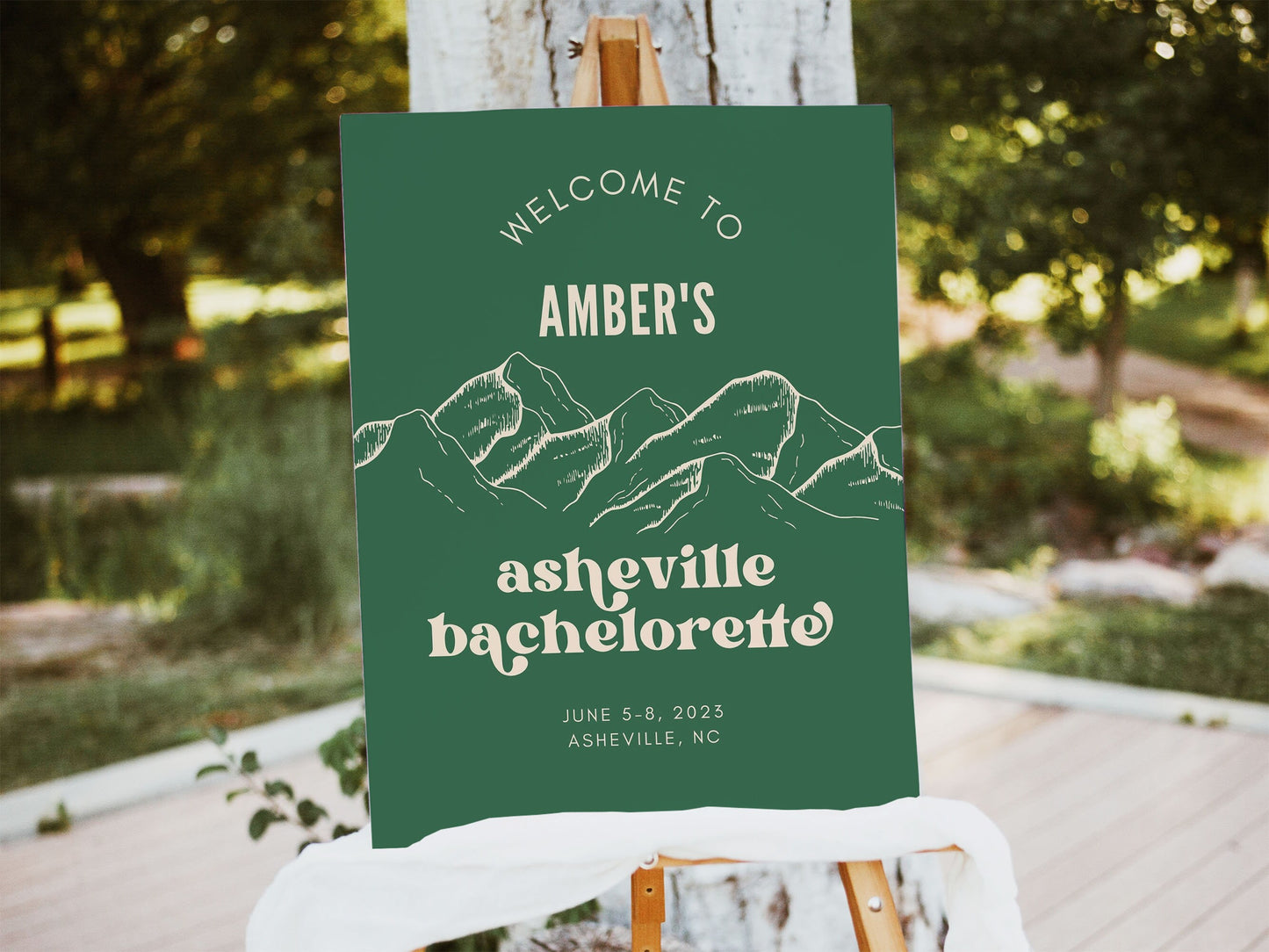 Bachelorette Welcome Sign For Asheville Bachelorette Weekend, Last Trail Before The Veil, Bachelorette Decor, Canva Template