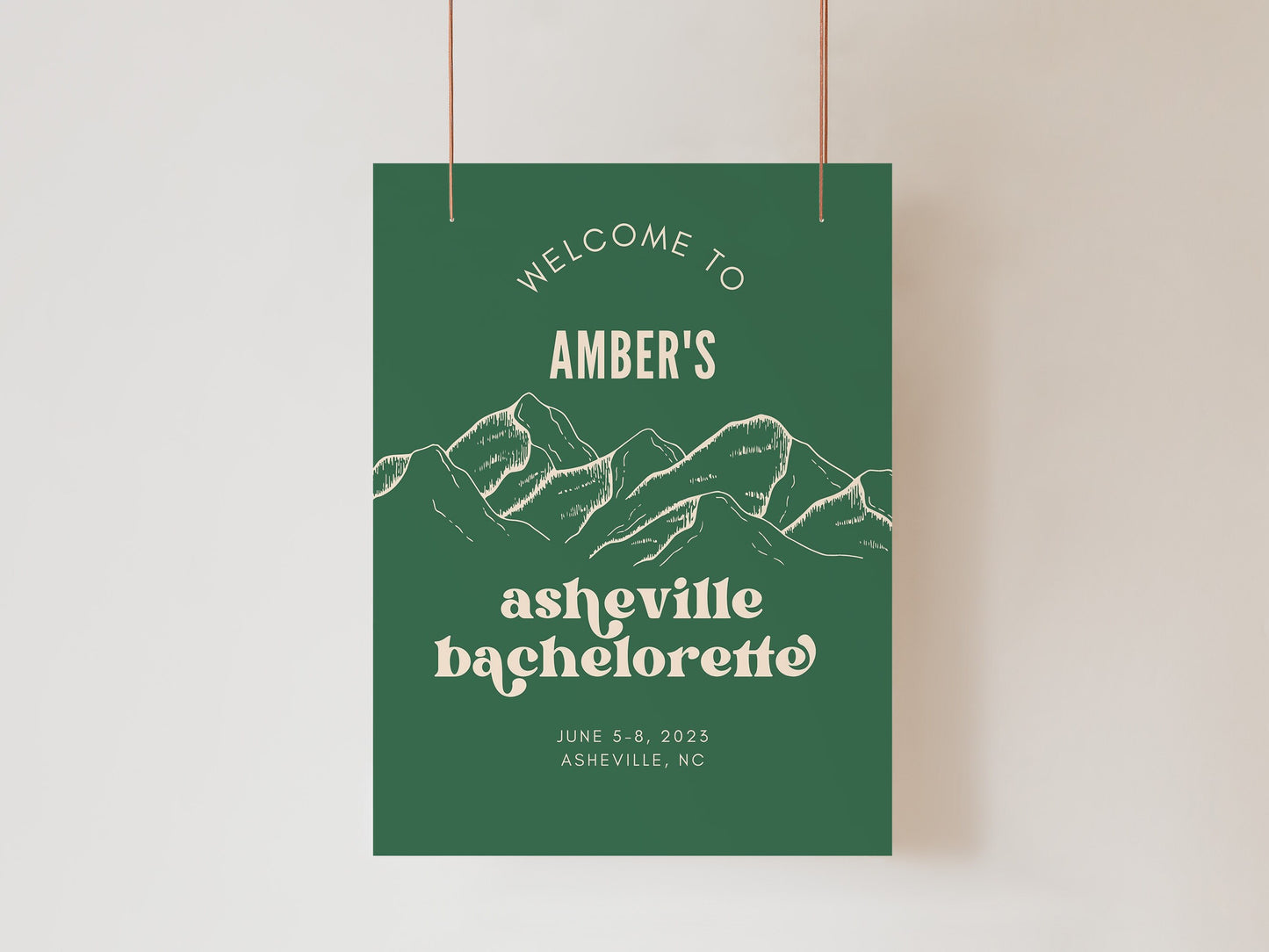 Bachelorette Welcome Sign For Asheville Bachelorette Weekend, Last Trail Before The Veil, Bachelorette Decor, Canva Template