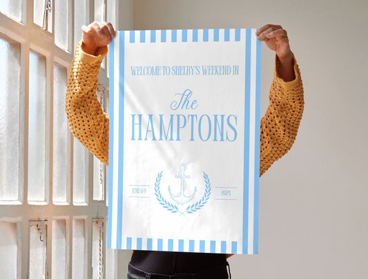 Hamptons Bachelorette Party Welcome Sign, Last Toast On The Coast Bachelorette, Editable Canva Template